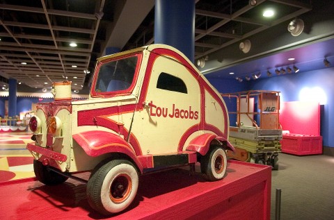 One of the tiny cars once used by legendary clown Lou Jacobs is featured in an expansion of the Ringling Museum's Tibbals Learning Center. STAFF PHOTO/ELAINE LITHERLAND