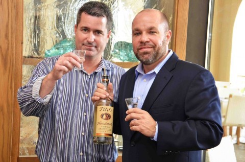 Jack Dusty General Manager Patrick Bucko raises a toast with Duane Wildridge, North Florida Area Manager for Tito's Handmade Vodka.