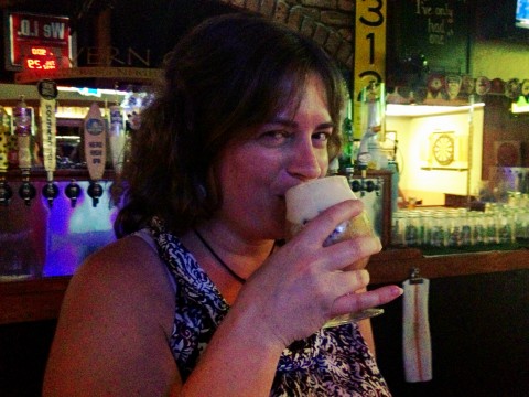 Lisa Sobota, a chapter leader of the Sarasota Smartypints, indulges in a float of peach ice cream and Belgian ale. Creamy and dreamy.