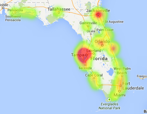 Florida craft brewery heat map