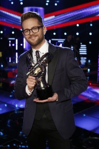 Singer Josh Kaufman with his trophy after winning the spring 2014 season of "The Voice." Photo by NBC