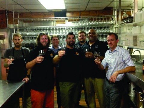 The JDub's and Bern's crews toast their collaboration. (Provided by JDub's Brewing Co.)