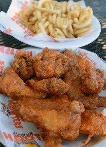 Wings and curly fries at Hooters HT archive