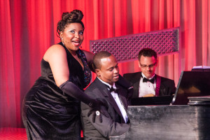 Teresa Stanley, with pianist RJ Thompson and musical director Jay Dodge in "Jazz Hot Mamas" at the Westcoast Black Theatre Troupe. Don Daly Photo/Provided by WBTT