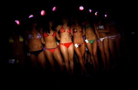 Competitors line up during a Spring Break bikini contest at The Beach Club in the Siesta Key Village. The Beach Club is hosting bikini contests every Saturday this month. HERALD-TRIBUNE ARCHIVE