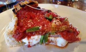 Slice of Fratello's "Rush Street" deep dish pizza. STAFF PHOTO / WADE TATANGELO