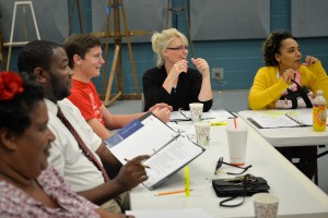 From left, Valleri Guillory, Demetrius J. Livingston Jr., Kevin Stalker, Shawn Machado and Jobany Pellot rehearse for Asolo Rep's "Faces of Change." Daniel Kelly photo/Provided by Asolo Rep  