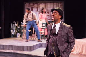 Joel Patrick King, with Yohance Myles, left, and Candace C. Culcleasure in a scene from "Spunk" at the Westcoast Black Theatre Troupe. Don Daly Photo