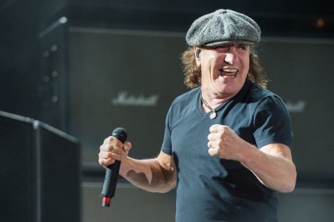 AC/DC frontman Brian Johnson performs at the 2015 Coachella Music and Arts Festival on Friday, April 10, 2015, in Indio, Calif. (Photo by Scott Roth/Invision/AP)