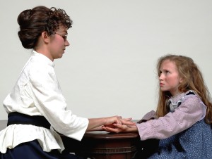 Corinne Woodland, left, as teacher Annie Sullivan and Alexia King as Helen Keller in Venice Theatre's production of "The Miracle Worker" by William Gibson. Renee McVety photo/Provided by Venice Theatre  
