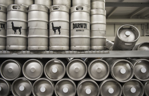 Kegs at Darwin Brewing Co. in Bradenton. (Staff photo by Nick Adams)
