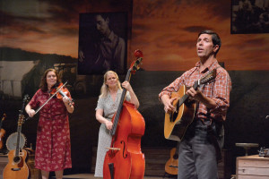 From left, Darcie Deaville, Helen Jean Russell and David Finch in "Woody Sez: The Life and Music of Woody Guthrie," at Asolo Repertory Theatre. PHOTO BY GARY W. SWEETMAN