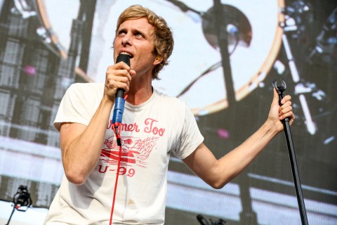 Aaron Bruno of Awolnation performs at the KROQ Weenie Roast at the Irvine Meadows Amphitheatre on Saturday, May 16, 2015, in Irvine, Calif. (Photo by Rich Fury/Invision/AP)