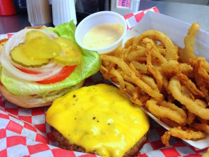 Shake Station's cheeseburger and "fried onion tanglers" / COOPER LEVEY-BAKER