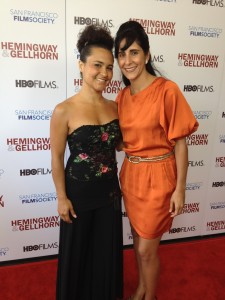 Stephanie Bastos (left) and Leymis Bolanos-Wilmott on the red carpet at the premiere of "Hemingway and Gellhorn," in which Bastos had a role. / Photo courtesy Leymis Bolanos-Wilmott