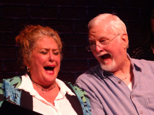 Sally Bondi, left, and Dan Higgs share stories of Sarasotans talking about getting older in "Old Enough to Know Better: Aging Well in Sarasota" at Florida Studio Theatre. Photo provided by FST  