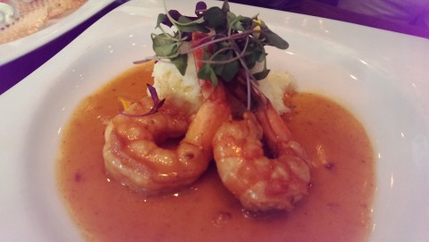 Bijou Café’s shrimp piri piri and grits. STAFF PHOTO / WADE TATANGELO