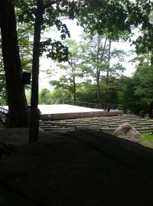 The memorable outdoor stage at Jacob's Pillow, where free performances are held nightly before the evening theater shows. / Herald Tribune photo by Carrie Seidman