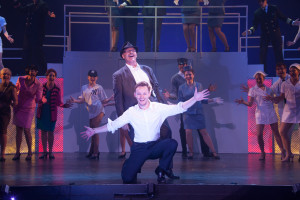 James Alexander Hyde, front, as con man Frank Abagnale Jr., and Kenneth Rapczynski, standing. as FBI agent Carl Hanratty in the Players Theatre's "Catch Me if You Can." They receive a special 2015 Handy Award for team work.  DON DALY PHOTO/PROVIDED BY PLAYERS THEATRE