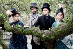 From left, Kelly Pekar, Daniel Schwab, Nick Lerew and Maya Handa Naff star in "The Importance of Being Earnest with Zombies" at freeFall Theatre. 