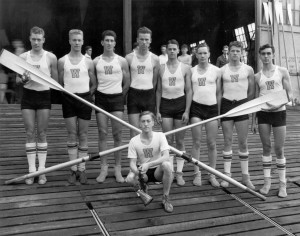 Olympic champion crew team, University of Washington; this team won the gold medal at the 1936 Olympics in Berlin; Handwritten on border: 1936 - Olympic Champions. / PHOTO COURTESY UNIVERSITY OF WASHINGTON