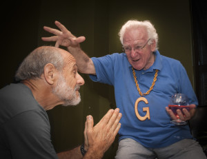 David Meyersburg, left, as Moses, and Bob Turoff as God in the Starlite Players production of "Wholly Moses," part of a an evening of short plays. Photo provided by Starlilte Players