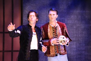 Mike Perez, left, and Scott Kuiper get tripped up by "Hamlet" in Christopher Durang's "The Actor's Nightmare" at the FSU/Asolo Conservatory. FRANK ATURA PHOTO