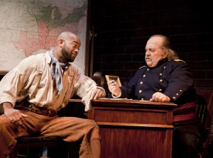 Shane Taylor, left, as fugitive slave Shepard Mallory and Eric Hoffmann as General Benjamin Butler in the Florida Studio Theatre production of "Butler." MATTHEW HOLLER PHOTO/FST