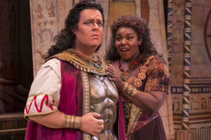Jonathan Burton as the Egyptian warrior Radames and Michelle Johnson as his lover, Aida, the Ethiopian princess, in "Aida" at the Sarasota Opera. ROD MILLINGTON PHOTO/SARASOTA OPERA