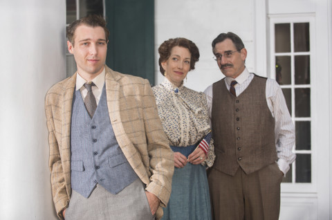 Tom Harney, left, plays Richard Miller, a young man coming of age in Eugene O'Neill's "Ah, Wilderness!" with Denise Cormier and David Breitbarth as his parents. JOHN REVISKY PHOTO/ASOLO REP