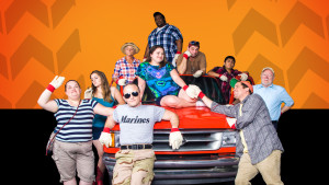 The cast of competitors in the musical "Hands on a Hardbody," which has its area premiere at the Players Theatre in Sarasota. PHOTO PROVIDED BY PLAYERS THEATRE