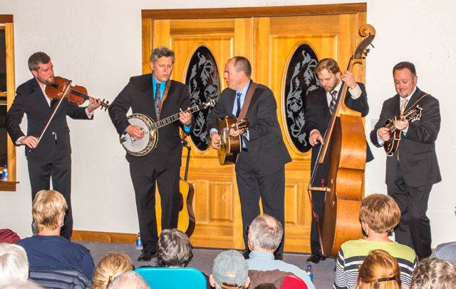 The Gibson Brothers bluegrass band performed a house concert at Hollow Point Farm in Bushnell on Feb. 17. (PHOTO PROVIDED / JAN BRINKMAN)