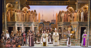The stage is set for the Triumphal March scene in "Aida," featuring the largest cast and production ever at the Sarasota Opera.  ROD MILLINGTON PHOTO/SARASOTA OPERA 