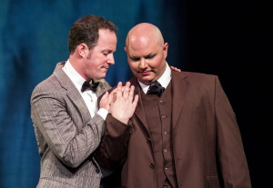 Matthew M. Ryder, left, as George, and Berry Ayers as his partner Albin in "La Cage aux Folles" at the Players Theatre. CLIFF ROLES PHOTO/PLAYERS THEATRE