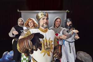 Randall Delone Adkison as King Arthur leads the Knights of the Roundtable in "Monty Python's Spamalot" at American Stage in the Park. JOEY CLAY PHOTO/AMERICAN STAGE