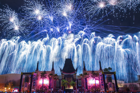 Guests visiting Disney's Hollywood Studios can experience "Symphony in the Stars: A Galactic Spectacular," a dazzling Star Wars-themed fireworks show set to memorable Star Wars music from throughout the saga. The fireworks spectacular is featured nightly. Disney's Hollywood Studios is one of four theme parks at Walt Disney World Resort. (Chloe Rice, photographer)