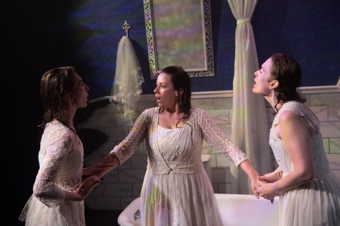 From left, Carley Cornelius, Katherine Michelle Tanner and Nicole Jeannine Smith in a scene from "The Drowning Girls" at Urbanite Theatre. CLIFF ROLES PHOTO/URBANITE