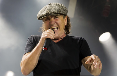 AC/DC's Brian Johnson performs during their Rock Or Bust World Tour at Gillette Stadium in Foxborough, Mass. Saturday, Aug. 22, 2015. (Photo by Winslow Townson/Invision/AP)