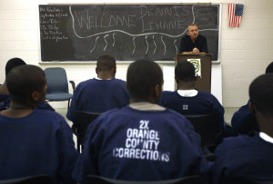 In this 2006 photo, crime writer Dennis Lehane, author of "Mystic River" and "Coronado," speaks to youthful  inmates in a reading program  at  the Orange County Jail in Orlando, Fla. (Chip Litherland/The New York Times)