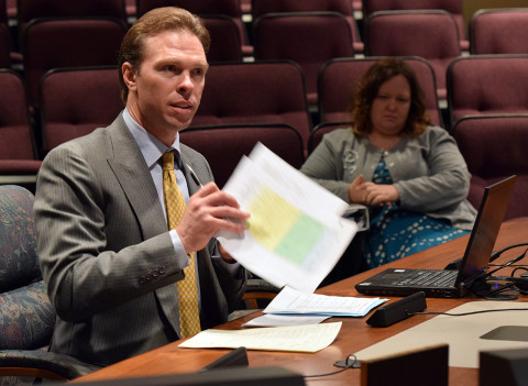 Cask and Ale CEO Jeff Catherell  speaking to City of Sarasota Planning Board on May 11. STAFF PHOTO / CARLOS R. MUNOZ