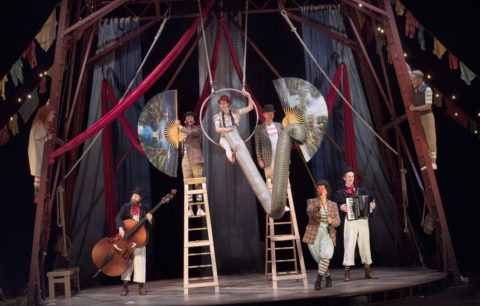 The cast of the British hit "Hetty Feather" creates the image of a circus elephant in the American debut at Asolo Repertory Theatre. CLIFF ROLES PHOTO/ASOLO REP