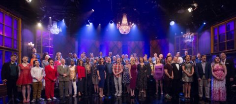 Stars who took part in the Broadway for Orlando recording of "What the World Needs Now is Love" perform the song on the NBC variety show "Maya & Marty." VIRGINIA SHERWOOD PHOTO/NBC