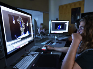 Taylor - Marie Fiume, 18, works on her animation overlay design during her pre-college 4D computer animation class at Ringling College of Art and Design. (July 14, 2016; STAFF PHOTO / THOMAS BENDER)