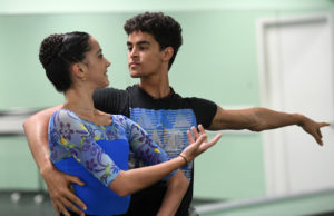 Francisco Serrano rehearses with Amanda Perez of the Cuban National Ballet School for the "On Stage" performance at the Sarasota Opera House. STAFF PHOTO / MIKE LANG)