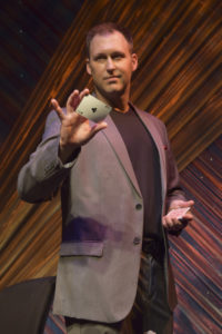 Jason Michaels performing some tricks in his one-man show "The Card Shark" at Florida Studio Theatre. PHOTO PROVIDED BY FST