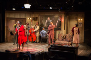 Tarra Conner jones leads the band at a recording sessions as singer Ma Rainey in August Wilson's "Ma Rainey's Black Bottom" at the Westcoast Black Theatre Troupe. DON DALY PHOTO/WBTT
