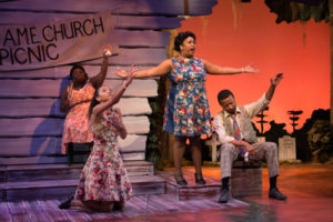 Ariel Blue leads the cast in song during "How I Got Over" at the Westcoast Black Theatre Troupe. DON DALY PHOTO/WBTT