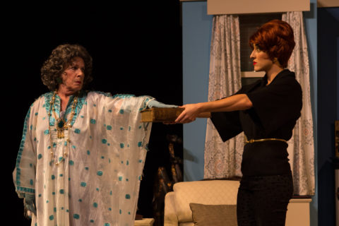 Ann Gundersheimer, left, and Amanda Heisey in a scene from the 1950s romantic comedy "Bell, Book & Candle" at the Players Centre. DON DALY PHOTO/PLAYERS CENTRE