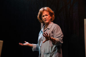 Barbara Redmond plays a writer facing the onset of dementia in Jennifer Haley's "Breadcrumbs" at Urbanite Theatre. RYAN FINZELBER PHOTO/URBANITE THEATRE