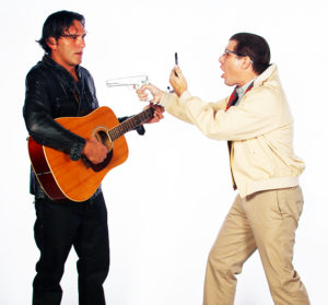 Camilo Andres Bustos, left, and Rafael Petlock star in Llywelyn Jones' "Why Can't I Be You" at the Players Centre. PHOTO PROVIDED BY PLAYERS CENTRE